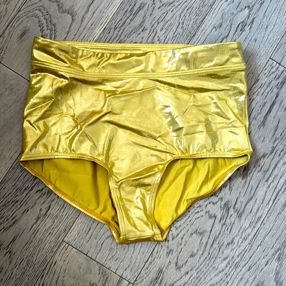 Gold metallic dancer, high waisted shorts
